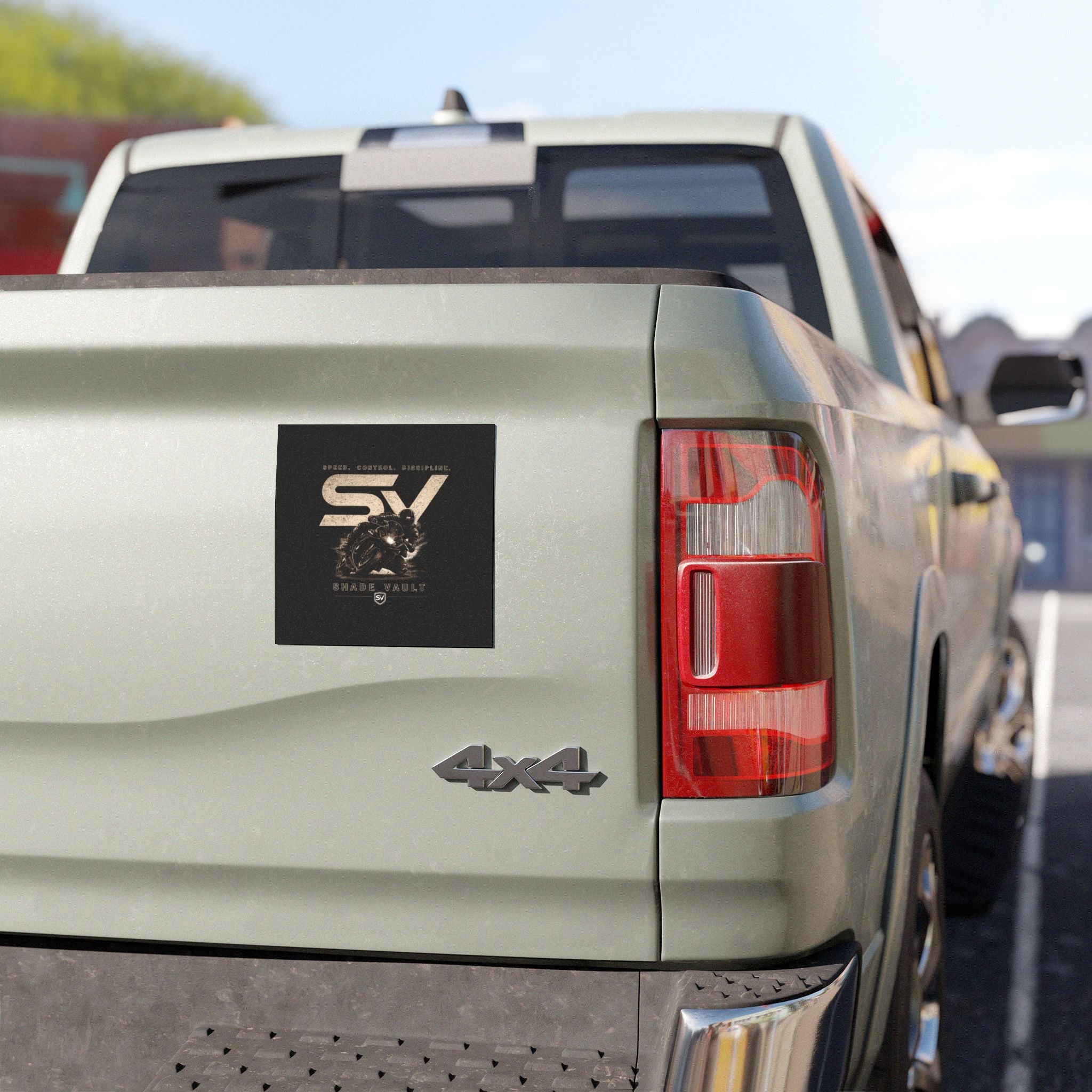 Motorcycle Shield Car Magnet — 'SV Shade Vault' Retro Rider Emblem